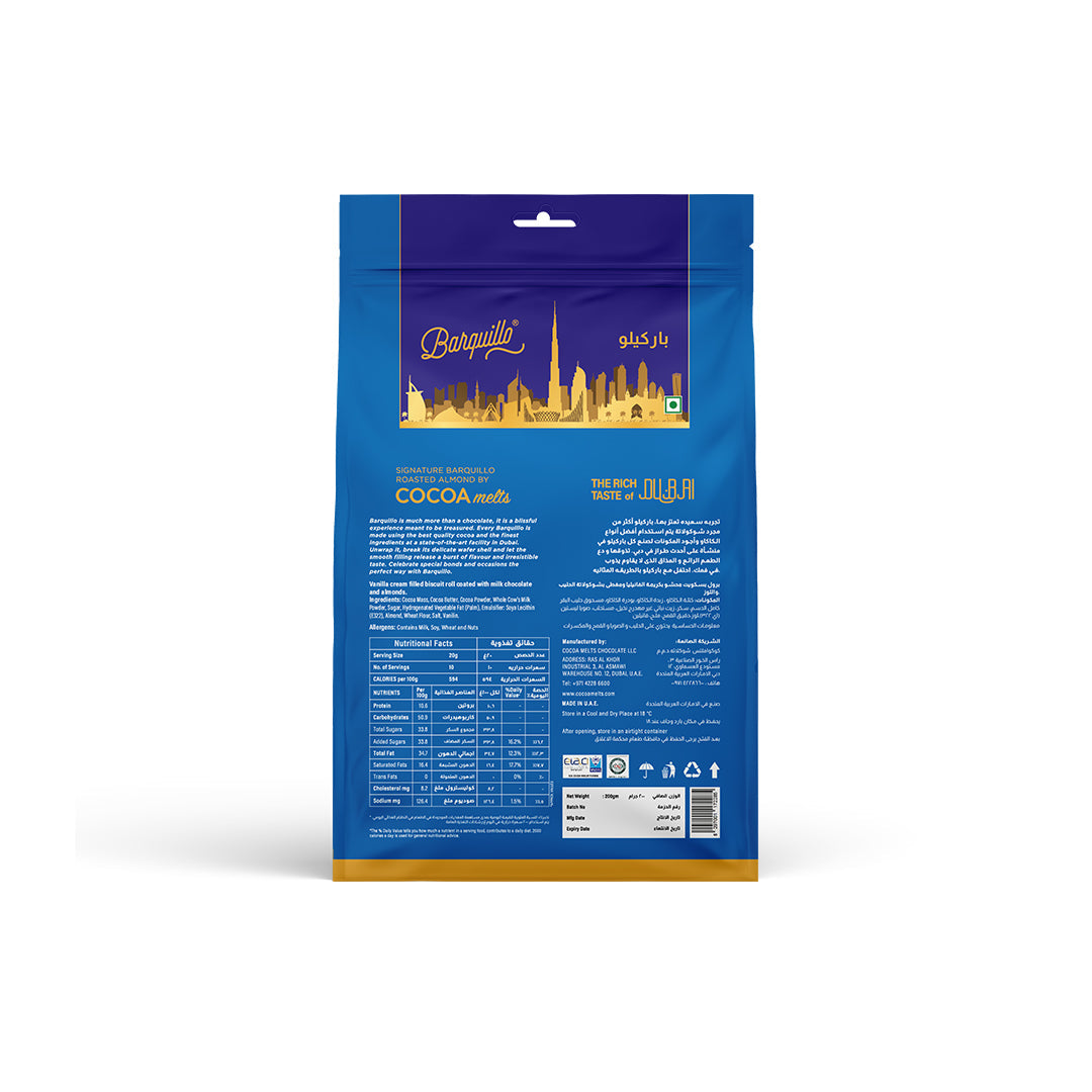Barquillo Roasted Almond Chocolate - Pouch